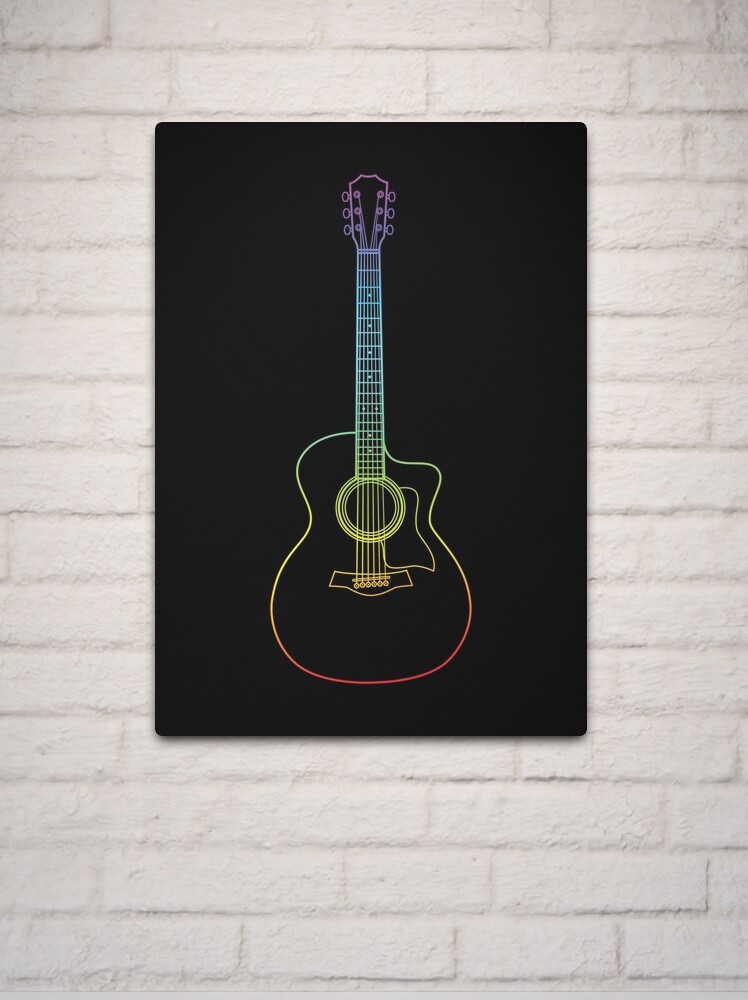 Auditorium Style Acoustic Guitar Colorful Outline