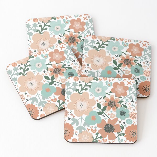 Item preview, Fun Florals, Peach, Green, Teal designed and sold by meggydesigns.