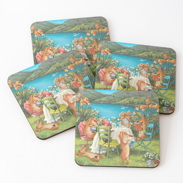 Item preview, Dachshunds Playing Near The Lake designed and sold by Clitus.
