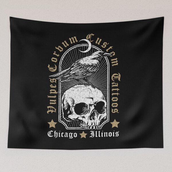 Item preview, Vulpes Corvum, Raven And Skull Tattoo Studio Design, Chicago Illinois designed and sold by Proverbial Wisdom Design.