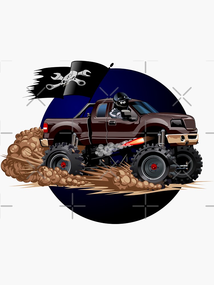 Cartoon Monster Truck Sticker for Sale by Mechanick