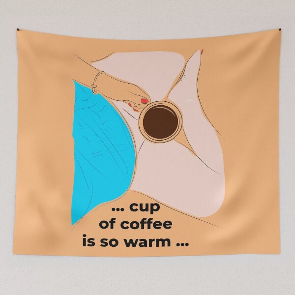Item preview, The girl bask in the morning in bed with a cup of aromatic coffee. designed and sold by Ihor Ivanov.