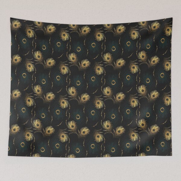 Item preview, Golden Peacock Feather Seamless Pattern, Golden Peacock Feather Pattern, Golden Peacock Feather Vector Pattern designed and sold by graphic-genie.