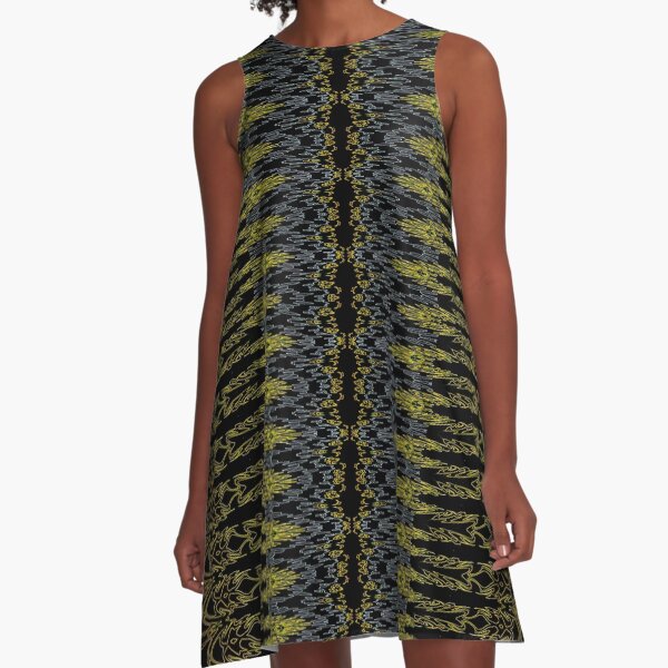 Bohemian Rustic Motif Gold A-Line Dress