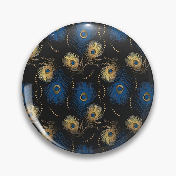 Item preview, Golden and Blue Peacock Feather Seamless Pattern, Golden Peacock Feather Pattern, Golden Peacock Feather Vector Pattern designed and sold by graphic-genie.