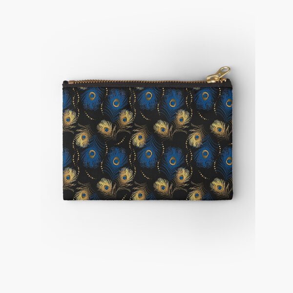 Item preview, Golden and Blue Peacock Feather Seamless Pattern, Golden Peacock Feather Pattern, Golden Peacock Feather Vector Pattern designed and sold by graphic-genie.
