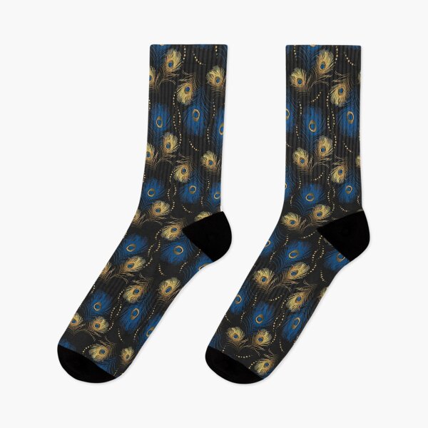 Item preview, Golden and Blue Peacock Feather Seamless Pattern, Golden Peacock Feather Pattern, Golden Peacock Feather Vector Pattern designed and sold by graphic-genie.