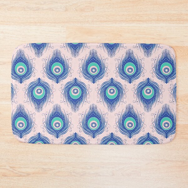 Item preview, Blue and Pink Peacock Feather Seamless Pattern, Golden Peacock Feather Pattern, Golden Peacock Feather Vector Pattern designed and sold by graphic-genie.
