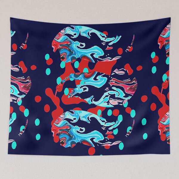 Item preview, Digital Trippy Wacky Weird Abstraction with Red and Blue, Lime and Blue, graphic psychedelic abstract art, trippy graphic psychedelic arte abstracto designed and sold by Adri Barnard.