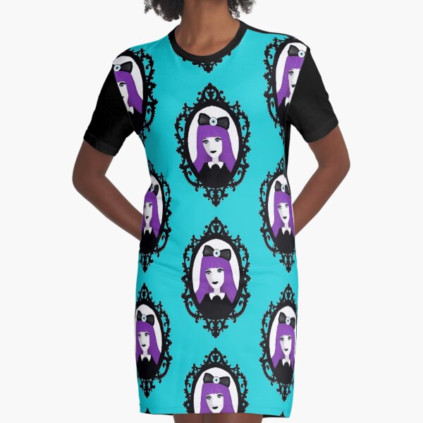 Purple Pastel Goth - Aqua Graphic T-Shirt Dress