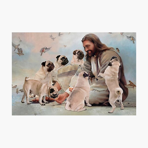Item preview, God surrounded by Pug Dog angels Gift for you - Jesus Pug Dog designed and sold by Susanspy007.