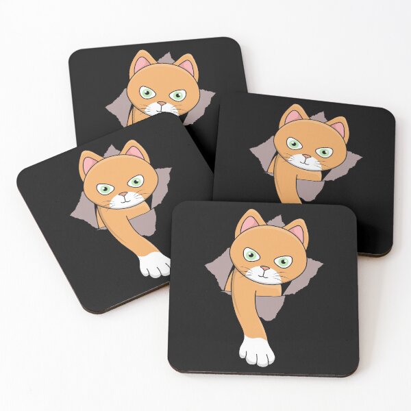 Item preview, Cat Defender Hole Crack Tear Cute Angry Kitten designed and sold by samshirts.