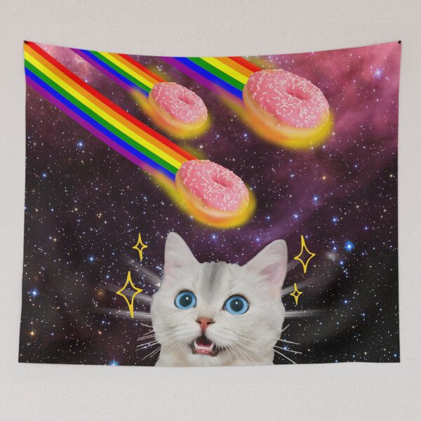 Item preview, CAT IN SPACE DOUGHNUT GALAXY STARS FUNNY RAINBOW BEACH PARTY designed and sold by CeraRoss.