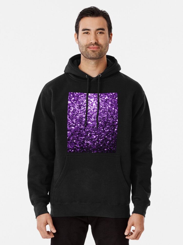 Dark purple faux glitter sparkles Photo of Glitter Not Reflective Pullover Hoodie