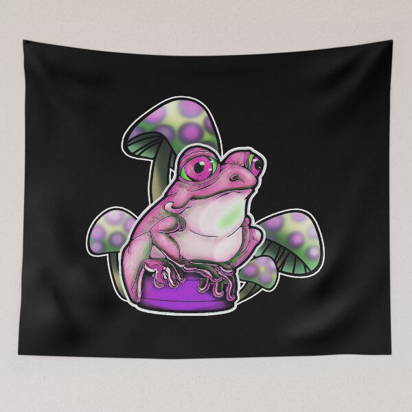 Item preview, Cute, pink frog on a bottle cap with mushrooms designed and sold by iduzarts.