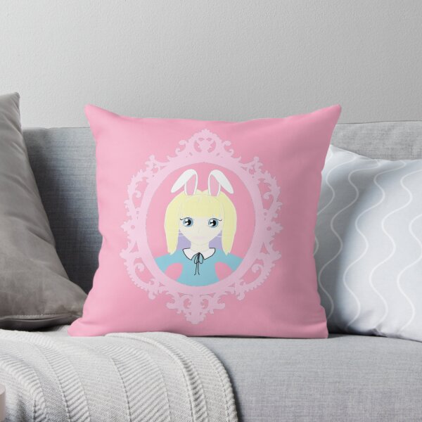 Kawaii Bunny Cosplay Girl Throw Pillow