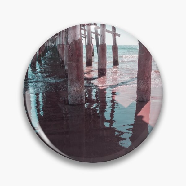 Item preview, Silky Reflections in Mint Green and Pink - Californian Cool Under the Newport Beach Pier designed and sold by Georgia Mizuleva.