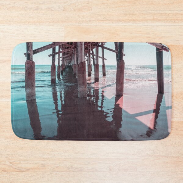 Item preview, Silky Reflections in Mint Green and Pink - Californian Cool Under the Newport Beach Pier designed and sold by Georgia Mizuleva.