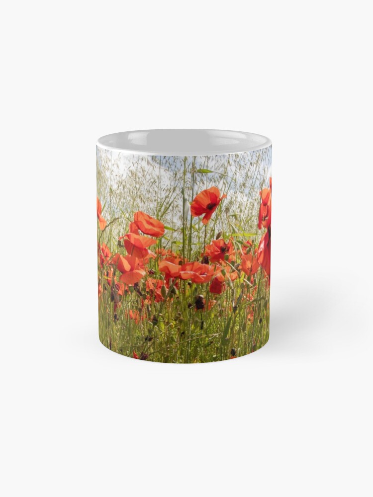 Alternate view of Close up photograph of a poppy field Coffee Mug