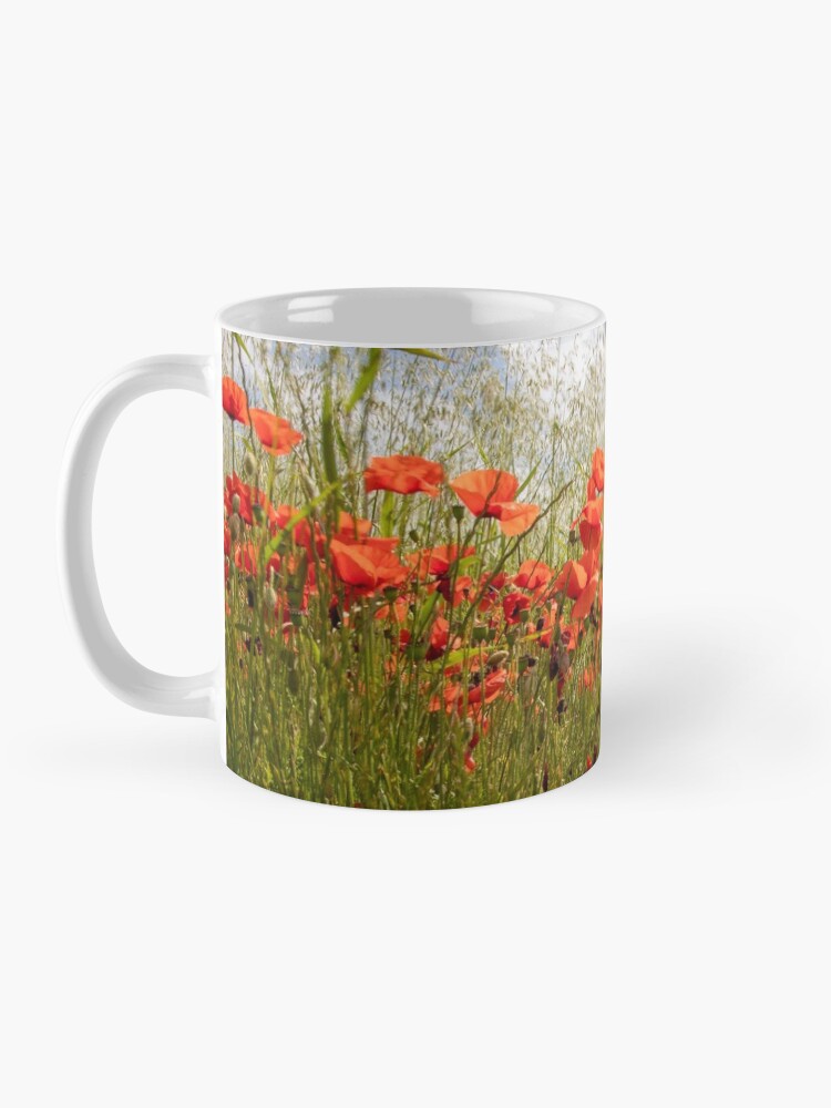 Alternate view of Close up photograph of a poppy field Coffee Mug
