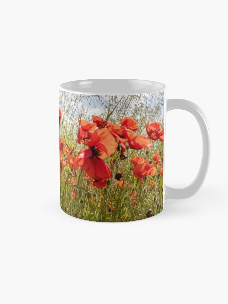 Alternate view of Close up photograph of a poppy field Coffee Mug