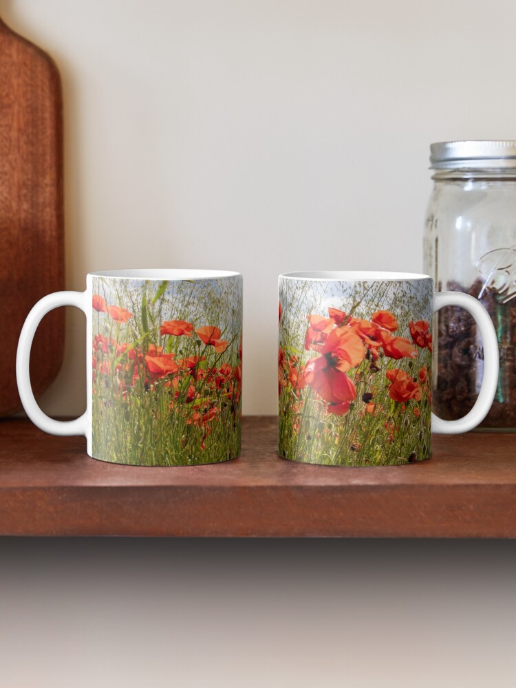 Alternate view of Close up photograph of a poppy field Coffee Mug