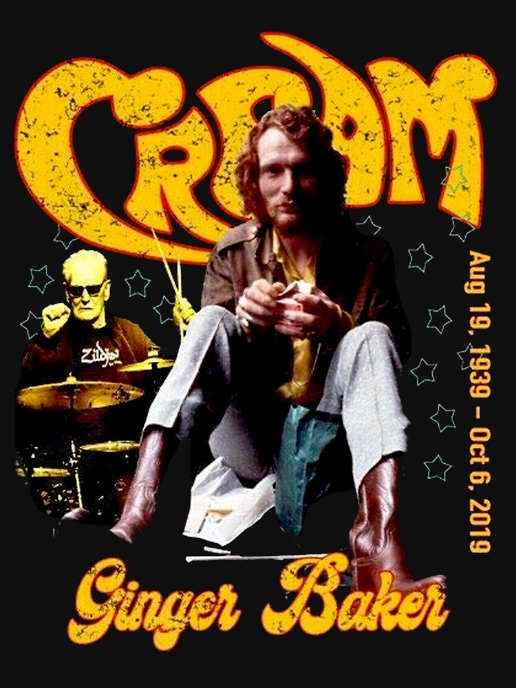 "Ginger Baker Tshirt, Cream Mens Retro Vintage rock music Tee" Tshirt