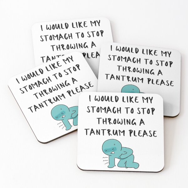 Item preview, I would like my stomach to stop throwing a tantrum please - relatable quote sticker print designed and sold by ThousandAutumns.