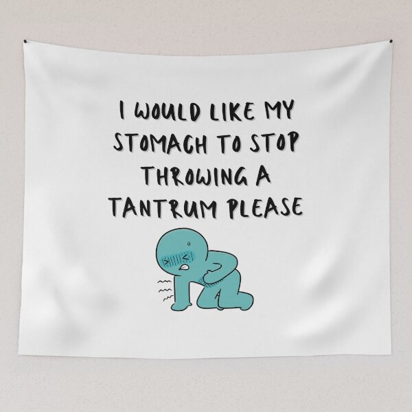 Item preview, I would like my stomach to stop throwing a tantrum please - relatable quote sticker print designed and sold by ThousandAutumns.