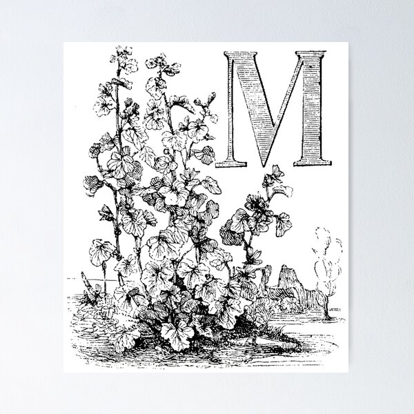 Item preview, Garden Alphabet Letter M designed and sold by Quill-n-Ink.