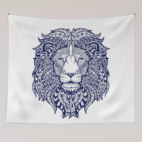 Item preview, Boho Style Lion Dark Blue designed and sold by freeArt10.
