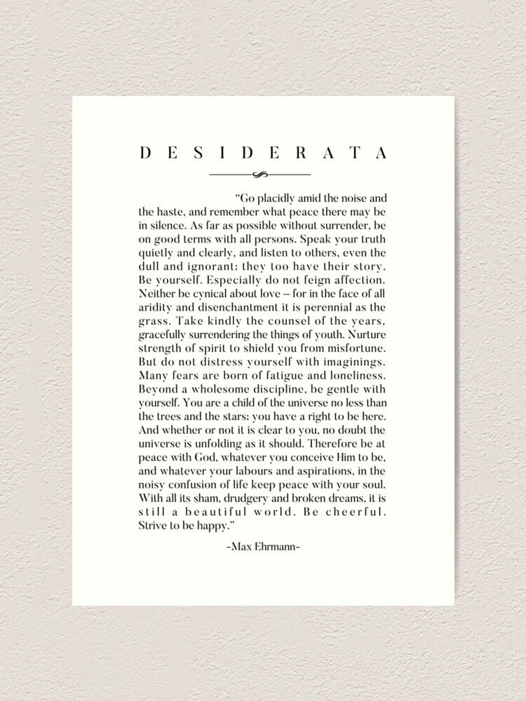 Desiderata Desiderata Poem by Max Ehrmann 1927 Poster Print 