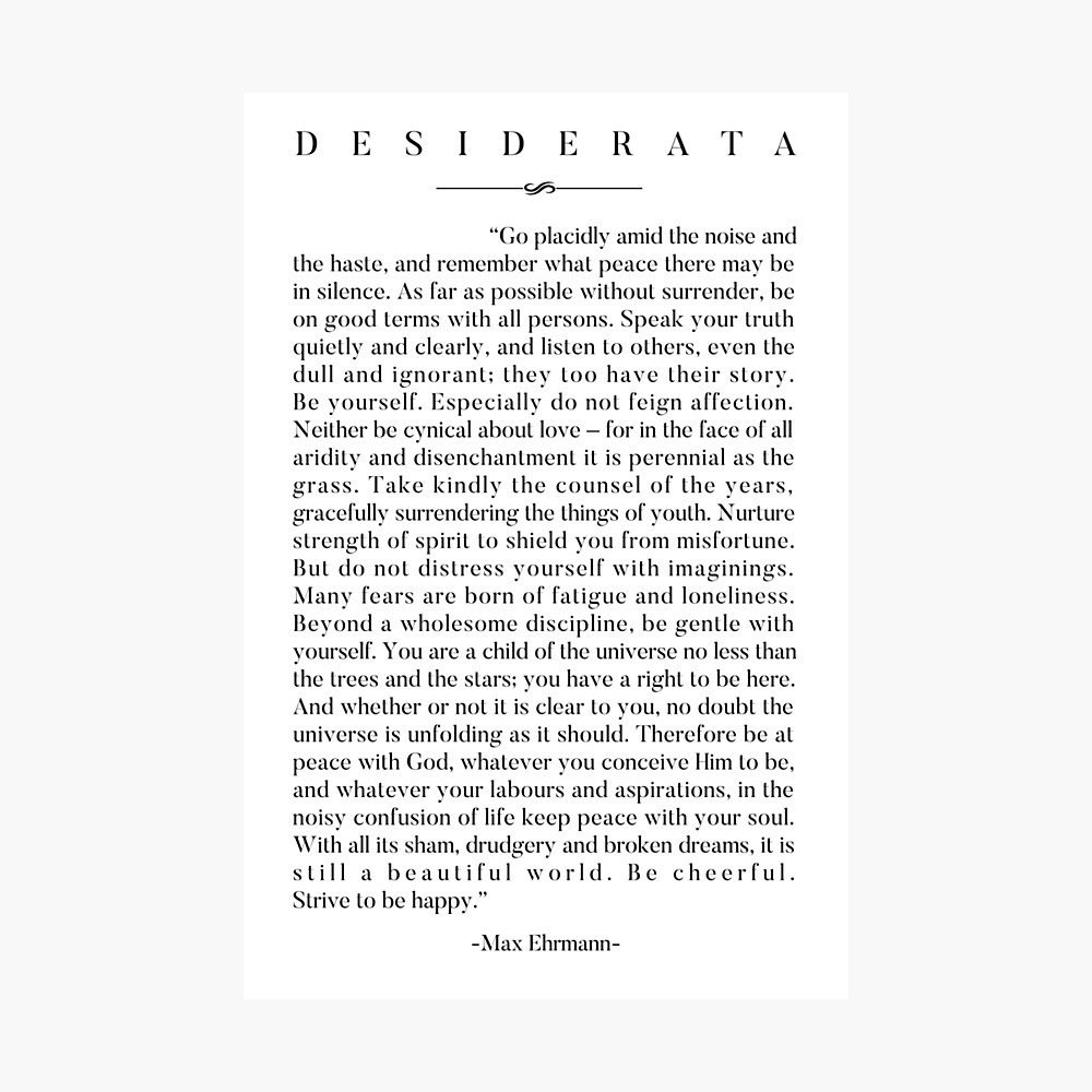 Buy Desiderata Poem by Max Erhmann Instant Printable Download Art 8x10  Black and White Home Decor Inspiring Gift Design by Ginny Gaura Online in  India - Etsy