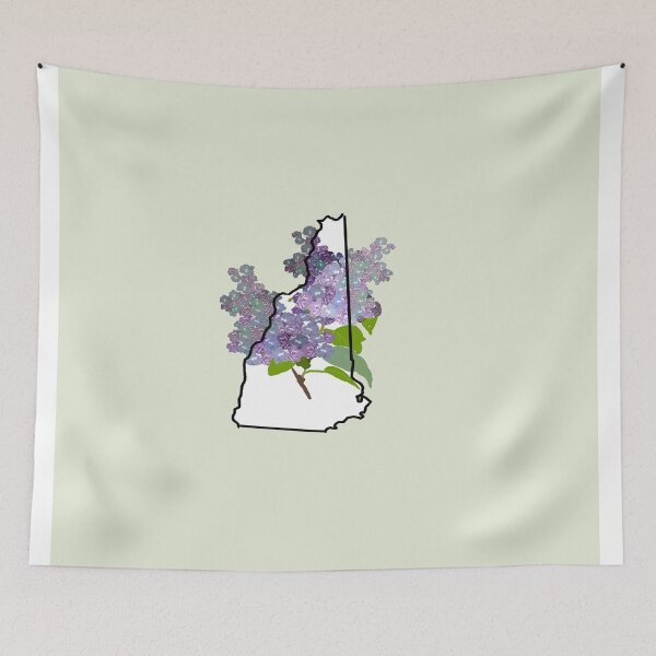 Item preview, New Hampshire state outline with lilac flower designed and sold by girljohnny.