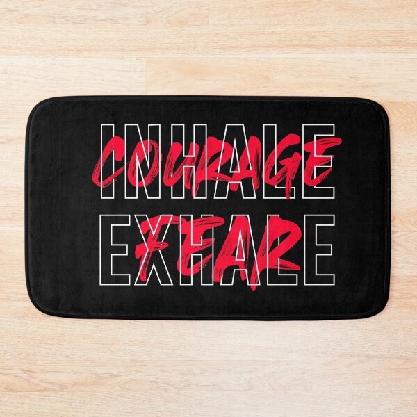 Item preview, Inhale Courage Exhale Fear Qoute, cross writing cool red splash design and hollow font  designed and sold by TiiNGA.