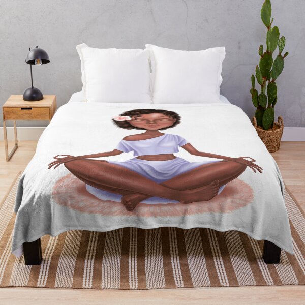 Item preview, An African-American yogi girl meditates designed and sold by NataHarmony.