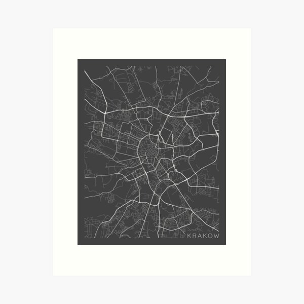 Item preview, Krakow Map, Poland - Gray designed and sold by MainStreetMaps.