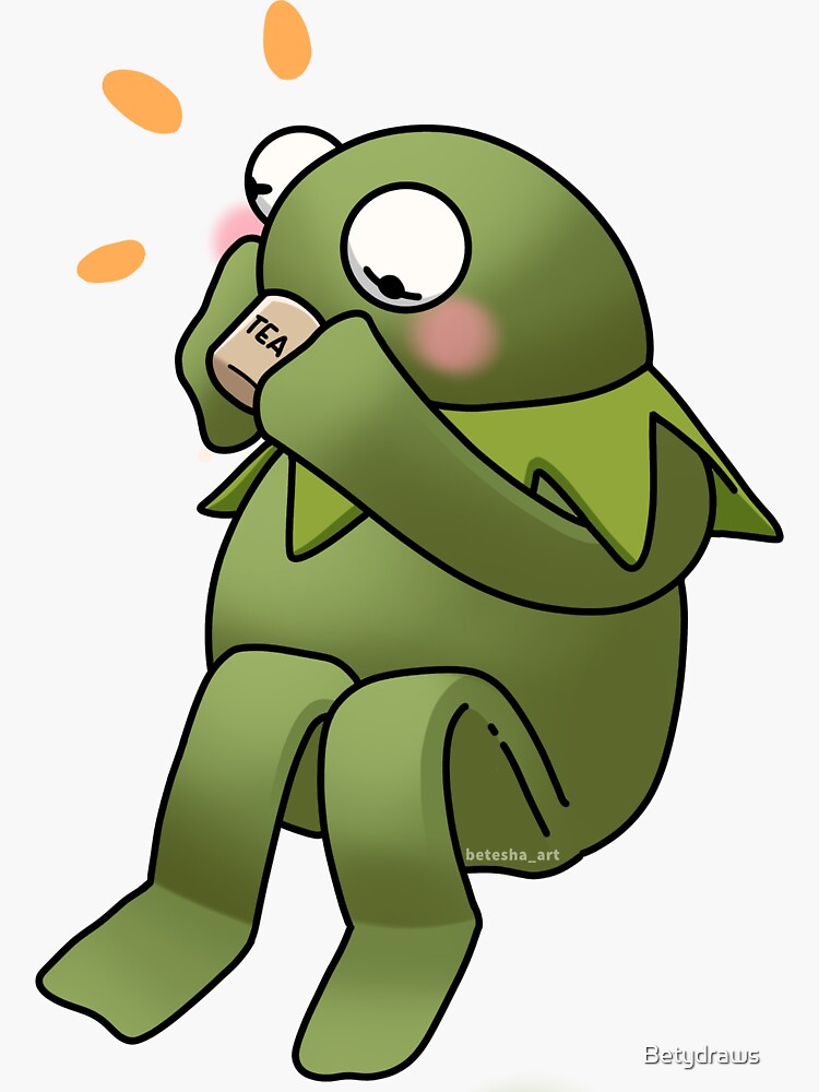 "Kermit drinking tea" Sticker for Sale by Betydraws Redbubble