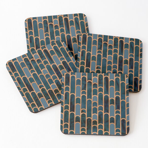 Item preview, Art Deco Blue Teal Marble and Metallic Copper Marbled Pattern designed and sold by nouveaudecor.