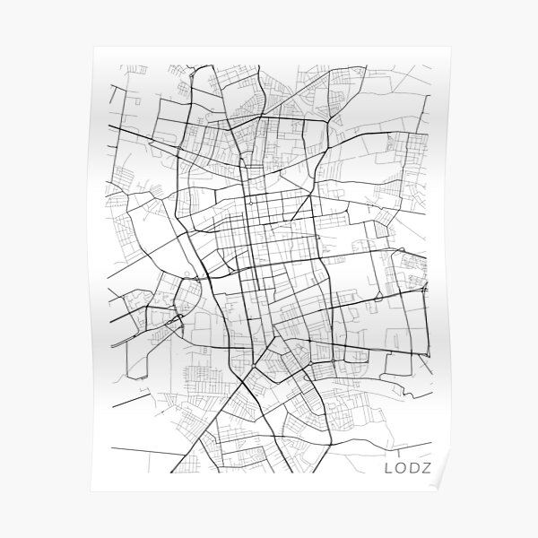 Lodz Map Poland Black And White Poster By MainStreetMaps Redbubble   Poster,504x498,f8f8f8 Pad,600x600,f8f8f8.u3 