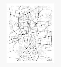 Lodz Map, Poland - Black and White Photographic Print
