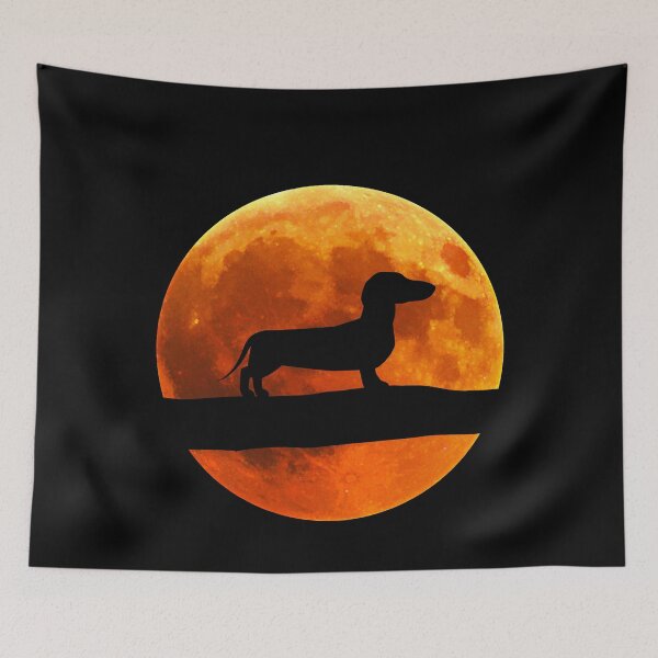 Item preview, Dachshund Dog Silhouette Moon designed and sold by alaechamlal.
