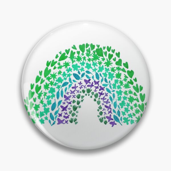 Item preview, Green and Blue Toned Rainbow with Nature Shaped Patterns designed and sold by Jada Clark.