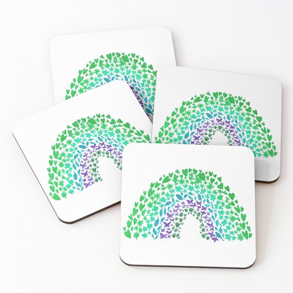 Item preview, Green and Blue Toned Rainbow with Nature Shaped Patterns designed and sold by Jada Clark.