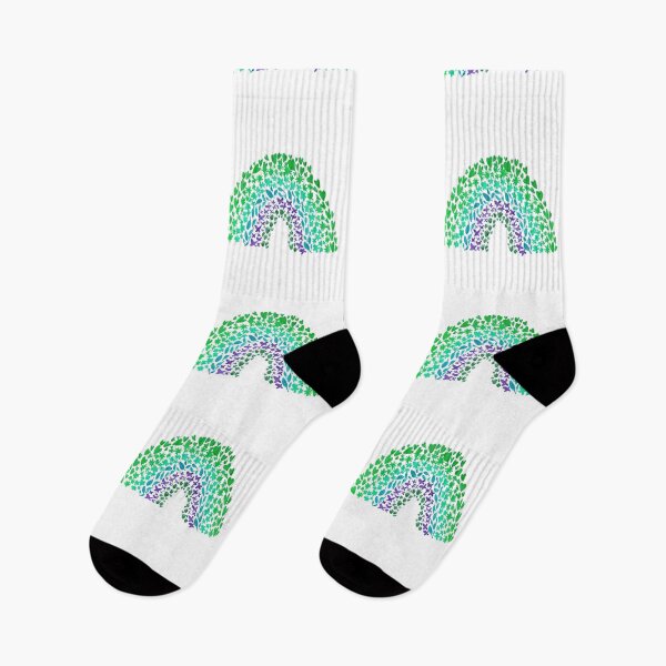 Item preview, Green and Blue Toned Rainbow with Nature Shaped Patterns designed and sold by Jada Clark.