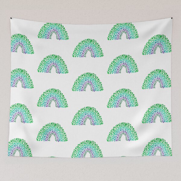 Item preview, Green and Blue Toned Rainbow with Nature Shaped Patterns designed and sold by Jada Clark.