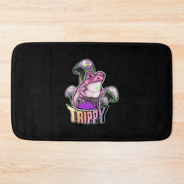 Item preview, Cute, pink frog on a bottle cap with trippy mushrooms designed and sold by iduzarts.