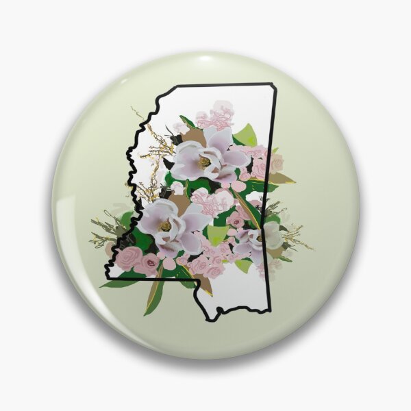 Item preview, Mississippi State Outline with Magnolia Flower designed and sold by girljohnny.