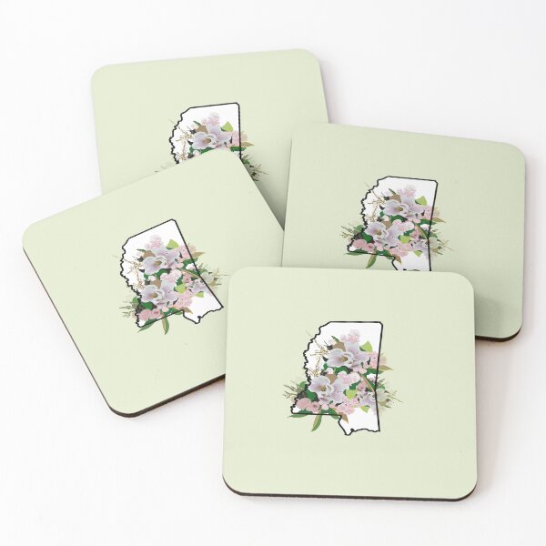 Item preview, Mississippi State Outline with Magnolia Flower designed and sold by girljohnny.