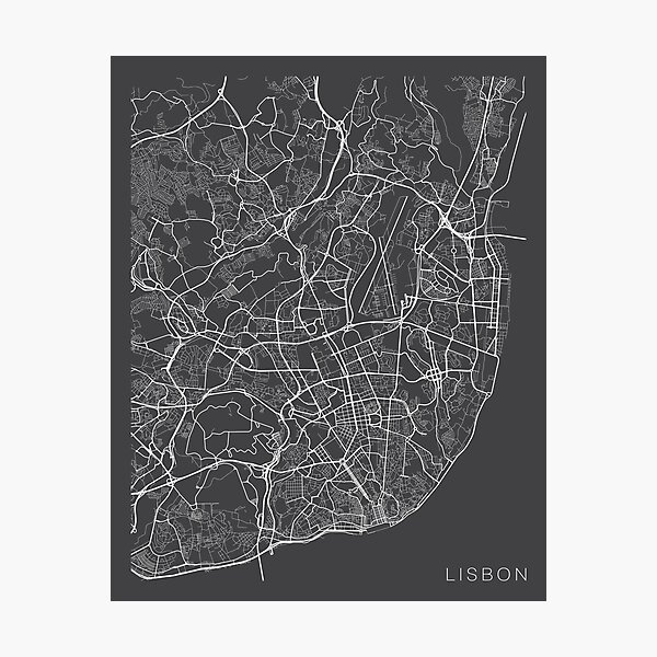 Item preview, Lisbon Map, Portugal - Gray designed and sold by MainStreetMaps.